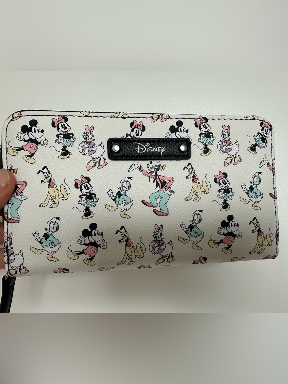 Disney White Wallet with Pink, Teal, Yellow & Black Character Print